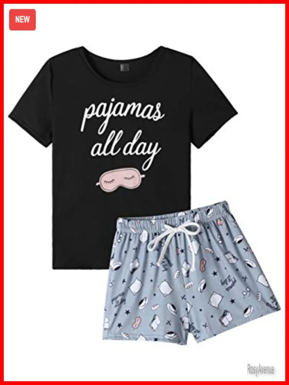 Women's Pajama Set - Cute Short Sleeve & Shorts Sleepwear - Soft Polyester